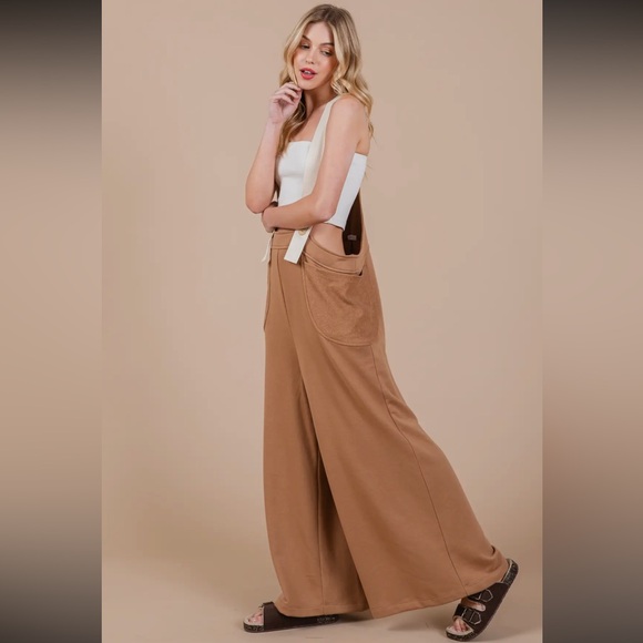 Fabulous Solid Wide Leg French Terry Jumpsuit - Picture 5 of 7